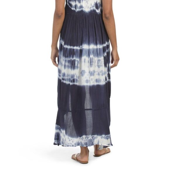 RAVIYA Navy Tie-Dye Hi-lo Cover-up Maxi Dress - LG - Picture 13 of 16